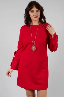 Short Dress with Bow Feature Sleeves in Marlboro