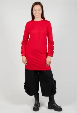 Short Dress with Bow Feature Sleeves in Marlboro