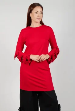 Short Dress with Bow Feature Sleeves in Marlboro