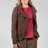 Short Open Neck Jacket in Espresso Check