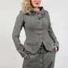 Short Open Neck Jacket in Latte check