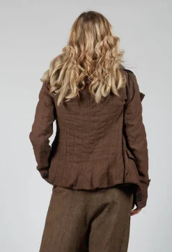 Short Open Neck Jacket in Espresso Check