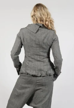 Short Open Neck Jacket in Latte check