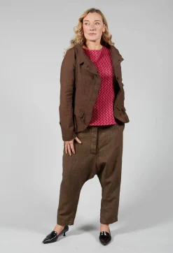 Short Open Neck Jacket in Espresso Check