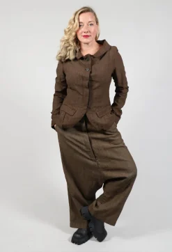Short Open Neck Jacket in Espresso Check