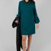 Short Shift Dress with Embellished Sleeves in Ottanio