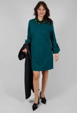 Short Shift Dress with Embellished Sleeves in Ottanio