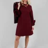 Short Shift Dress with Embellished Sleeves in Rumba