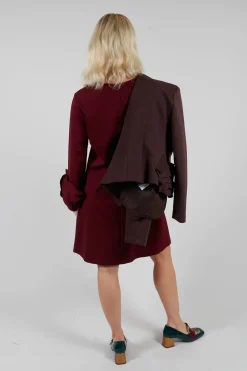 Short Shift Dress with Embellished Sleeves in Rumba
