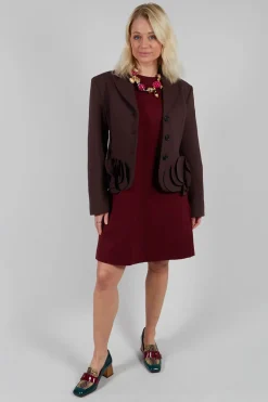 Short Shift Dress with Embellished Sleeves in Rumba