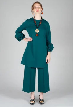 Short Shift Dress with Embellished Sleeves in Ottanio