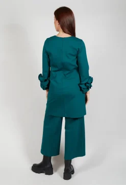 Short Shift Dress with Embellished Sleeves in Ottanio
