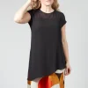 Short Sleeve Asymmetric Blouse in Black