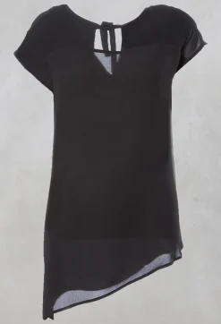 Short Sleeve Asymmetric Blouse in Black