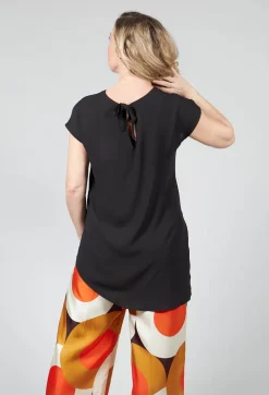 Short Sleeve Asymmetric Blouse in Black