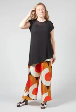 Short Sleeve Asymmetric Blouse in Black