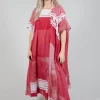Short Sleeve Cotton Dress in Chili Print