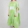 Short Sleeve Cotton Dress in Lime Print