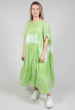 Short Sleeve Cotton Dress in Lime Print