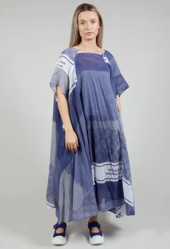 Short Sleeve Cotton Dress in Azur Print