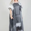 Short Sleeve Cotton Dress in Black Print