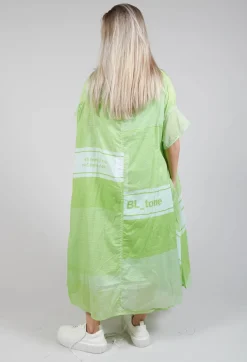 Short Sleeve Cotton Dress in Lime Print