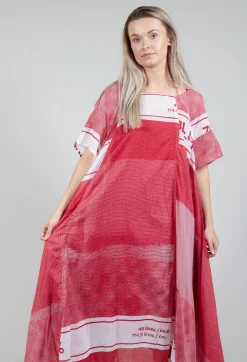 Short Sleeve Cotton Dress in Chili Print