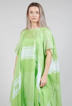 Short Sleeve Cotton Dress in Lime Print