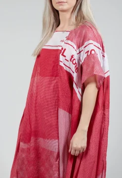 Short Sleeve Cotton Dress in Chili Print