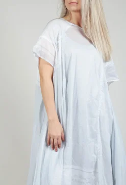 Short Sleeve Cotton Dress in Grey Print