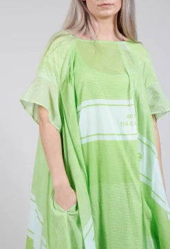 Short Sleeve Cotton Dress in Lime Print