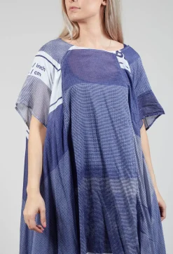 Short Sleeve Cotton Dress in Azur Print