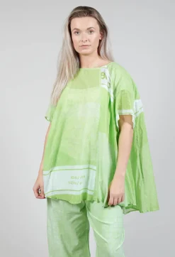 Short Sleeve Cotton Top in Lime Print