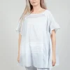Short Sleeve Cotton Top in Grey Print