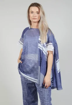 Short Sleeve Cotton Top in Azur Print