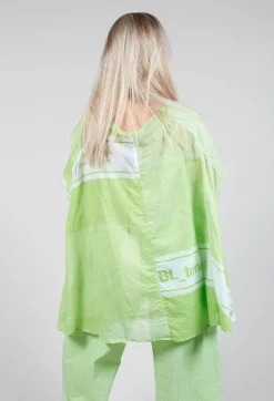 Short Sleeve Cotton Top in Lime Print