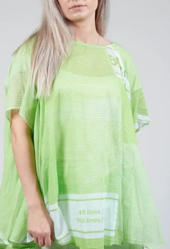 Short Sleeve Cotton Top in Lime Print