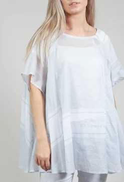 Short Sleeve Cotton Top in Grey Print