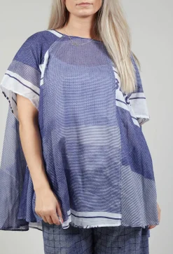 Short Sleeve Cotton Top in Azur Print