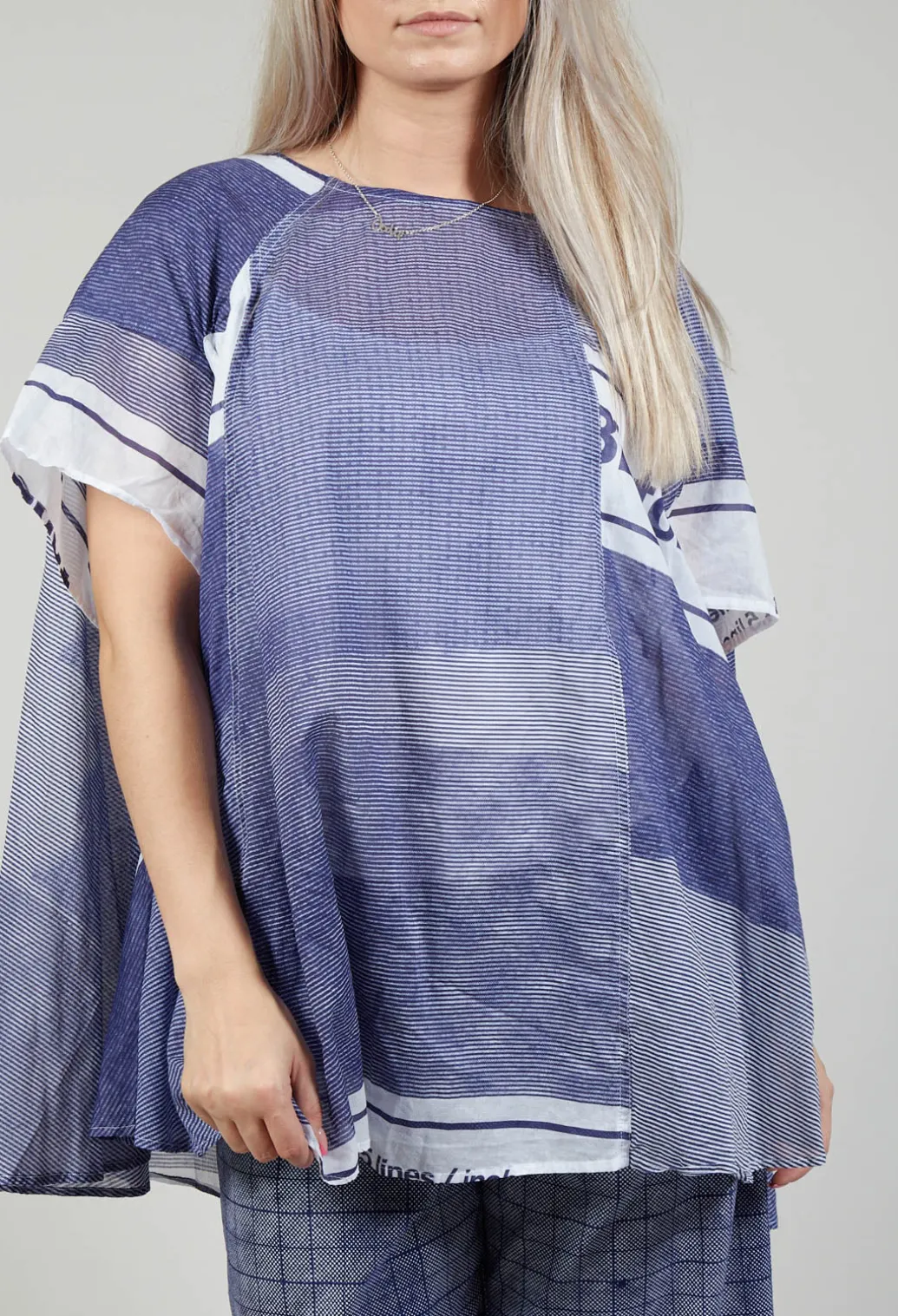 Short Sleeve Cotton Top in Azur Print