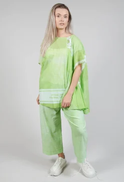 Short Sleeve Cotton Top in Lime Print