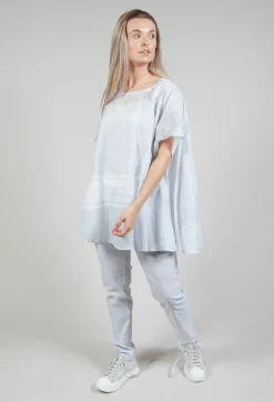 Short Sleeve Cotton Top in Grey Print