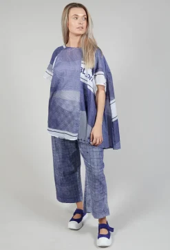 Short Sleeve Cotton Top in Azur Print