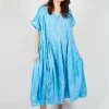 Short Sleeve Dress with Balloon Hem in Malibu Cloud