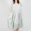 Short Sleeve Dress with Balloon Hem in Grey Cloud