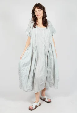 Short Sleeve Dress with Balloon Hem in Grey Cloud