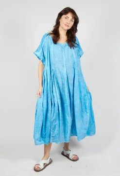 Short Sleeve Dress with Balloon Hem in Malibu Cloud