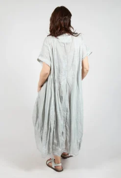 Short Sleeve Dress with Balloon Hem in Grey Cloud