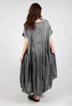 Short Sleeve Dress with Balloon Hem in Black Cloud