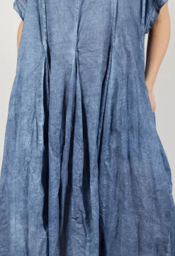 Short Sleeve Dress with Balloon Hem in Navy Cloud